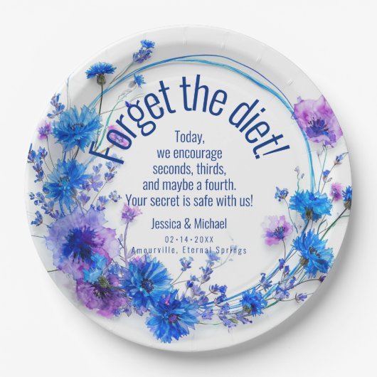 💍 Witty Cornflowers und Lavender Elegance Pappteller (Vorderseite)