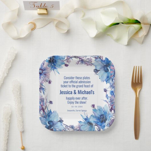 💍 Witty 💍 Cornflowers und Lavender Elegance Pappteller (Hochzeit)