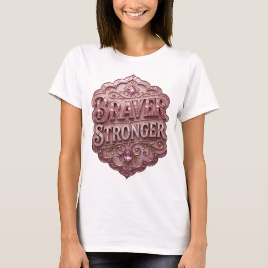 Witty Gold BRAVER STRONGER Slogan Tee (Vorderseite)