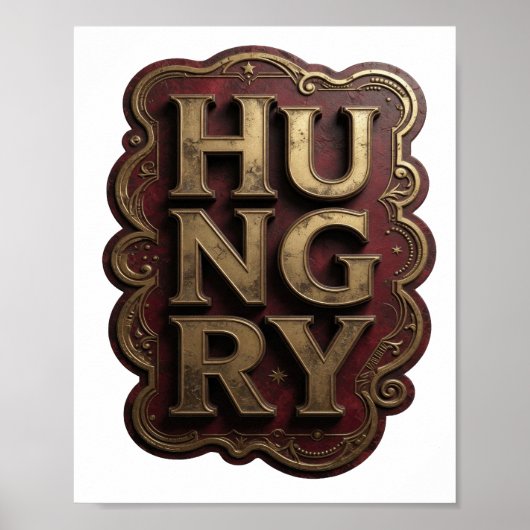 Witty Gold HUNGRY Grafikdesign Poster (Vorne)