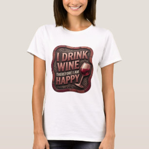Witty Gold I TRINKE WEIN ALSO BIN ICH GLÜCKLICH T-Shirt
