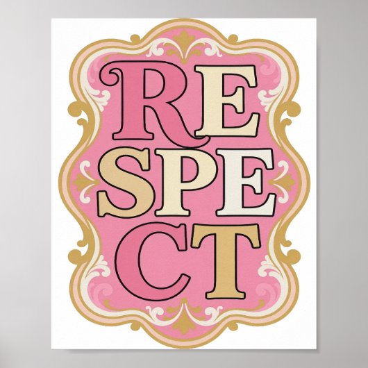 Witty Gold RESPEKT Text Design Poster (Vorne)