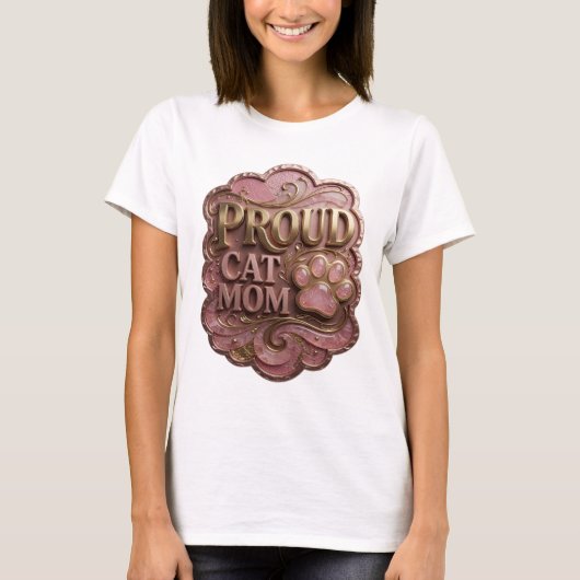 Witty Gold STOLZE KATZENMUTTER Statement Design T-Shirt (Vorderseite)