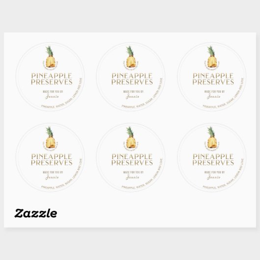 Witty Logo Design Elegant Ananas bewahrt Runder Aufkleber (Blatt)