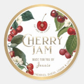 Witty Logo Design Elegant Cherry Jam Preserve Runder Aufkleber (Vorderseite)