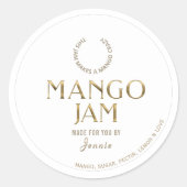Witty Logo Design Elegant Mango Jam Preserve Runder Aufkleber (Vorderseite)