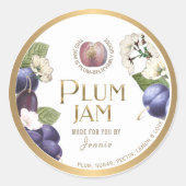 Witty Logo Design Elegant Plum Jam Preserve Runder Aufkleber (Vorderseite)