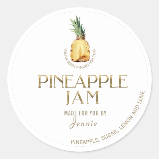 Witty Logo Design Elegante Ananas Jam Classic Ro Runder Aufkleber (Vorderseite)
