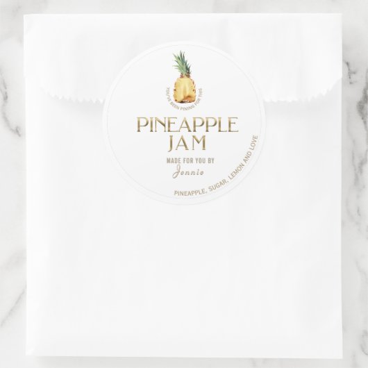 Witty Logo Design Elegante Ananas Jam Classic Ro Runder Aufkleber (Tasche)