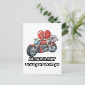 witty relationship quote gift heart riding bike postkarte (Stehend Vorderseite)