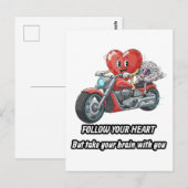 witty relationship quote gift heart riding bike postkarte (Vorne/Hinten)