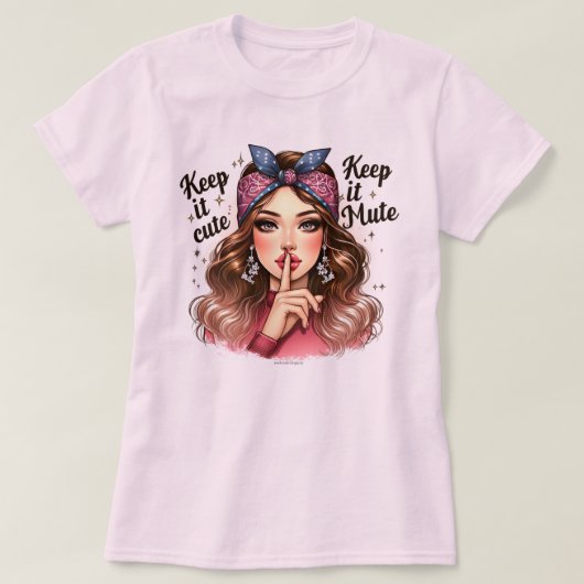 Witty Retro Girl T - Shirt - Niedlich und Mute Beh (Design vorne)