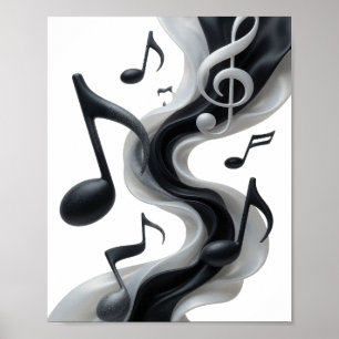 Witty Silver MUSIC IN MOTION Text Design Poster