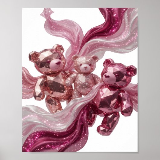 Witty Silver THREE BEARS OF GLITTER künstlerisches Poster (Vorne)