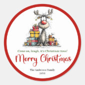 Witty whimsical reindeer sticker funny deer doodle (Vorderseite)