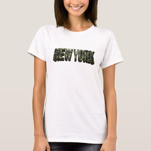 Witty Yellow NEW YORK 3D Text Kunst T-Shirt (Vorderseite)