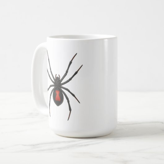 Witwenwarnung: Schwarze Witwenspinne Kaffeetasse (Vorderseite Links)