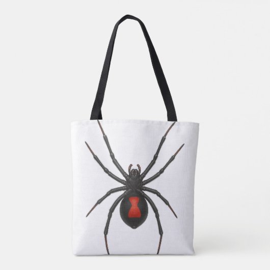 Witwenwarnung: Schwarze Witwenspinne Tasche (Rückseite)