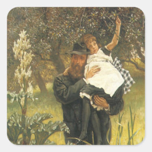 Witwer von Tissot, Vintage viktorianische Porträtk Quadratischer Aufkleber