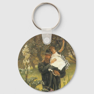 Witwer von Tissot, Vintage viktorianische Porträtk Schlüsselanhänger