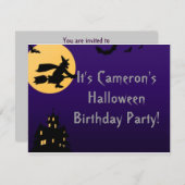 "Witz im Flug um Mitternacht"- Halloween Geburtsta Einladung (Vorne/Hinten)