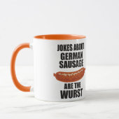 Witze über deutsche Wurst sind der Wurst Tasse (Links)
