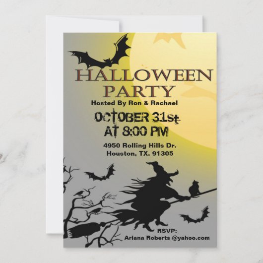 Witze und Fledermäuse im erwachsenen Halloween-Par Einladung (Vorderseite)