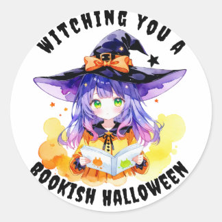 Witzen Sie ein Bookish Halloween Runder Aufkleber
