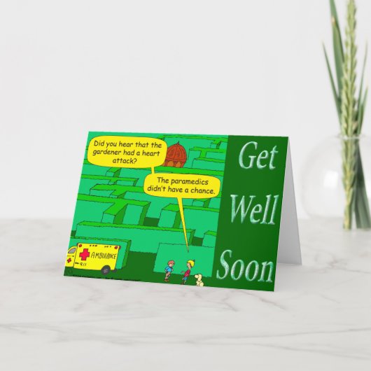 Witzig als Herzinfarkt Cartoon im Labyrinth Karte (Vorderseite)