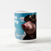Witzig beim Fliegen von Schweinen Kaffeetasse (Mittel)
