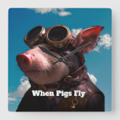 Witzig beim Fliegen von Schweinen Quadratische Wanduhr (Vorderseite)