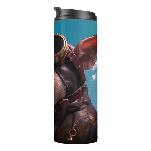 Witzig beim Fliegen von Schweinen Thermosbecher (Nach rechts gedreht)