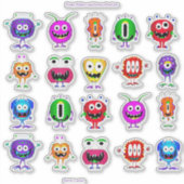 Witzig, bunt, Cartoon Monster Aufkleber (Vorderseite)