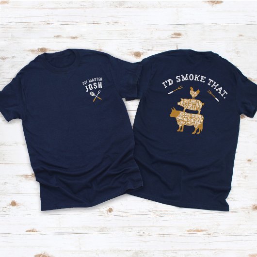 Witzig, dass ich den Namen des Grubenmeisters vorn T-Shirt