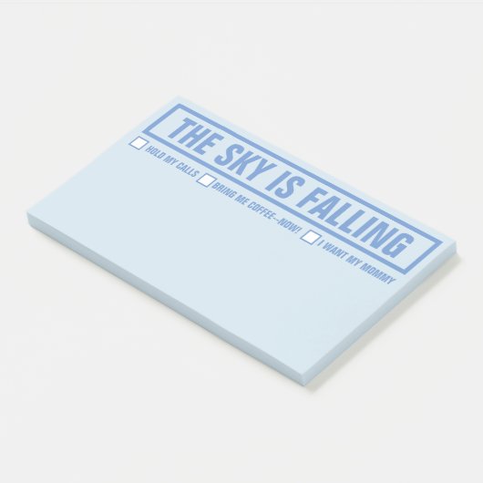 Witzig "Der Himmel fällt" 10"x6" Post-it Klebezettel (angewinkelt)