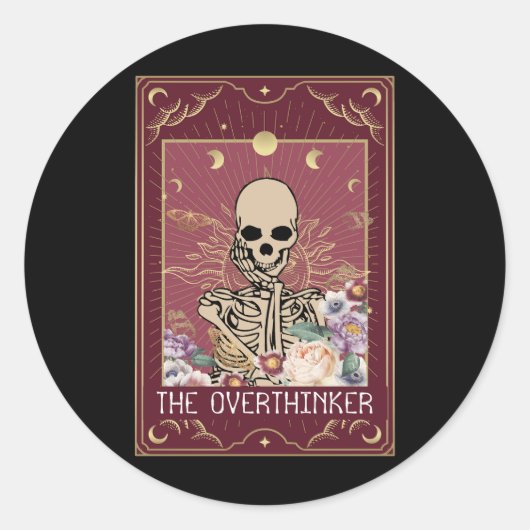 Witzig Die Overthinker Tarot Card Skeleton Hexe Ae Runder Aufkleber (Vorderseite)