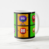 Witzig, farbenfroh, Cartoon Monster, Halloween Kaffeetasse (VorderseiteRechts)