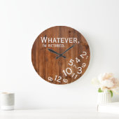 Witzig ich bin müde Rustikale Holzruhestand Brown Große Wanduhr (Zuhause)