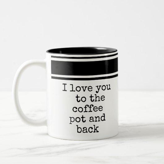 Witzig ich Liebe Sie zu Kaffeekanne und zurück Tas Zweifarbige Tasse (Links)