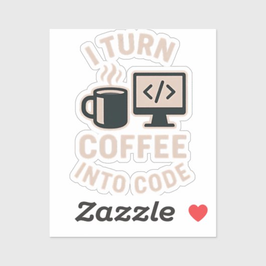 Witzig ich mache Kaffee in Code Aufkleber (Blatt)