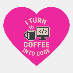 Witzig ich mache Kaffee in Code Herz-Aufkleber