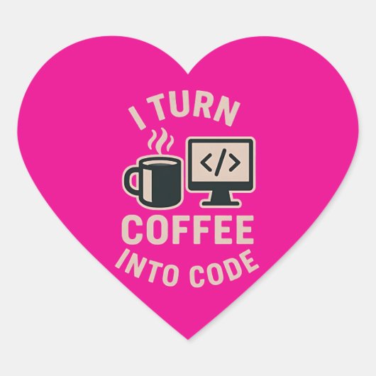 Witzig ich mache Kaffee in Code Herz-Aufkleber (Vorderseite)