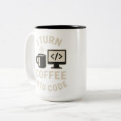 Witzig ich mache Kaffee in Code Zweifarbige Tasse (Vorderseite Links)
