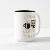 Witzig ich mache Kaffee in Code Zweifarbige Tasse (VorderseiteRechts)