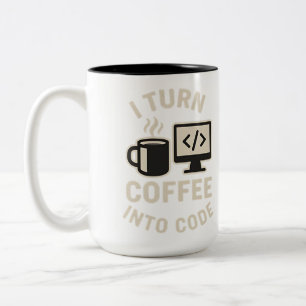 Witzig ich mache Kaffee in Code Zweifarbige Tasse