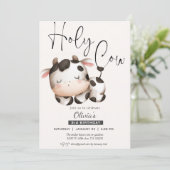 Witzig, jedes Alter, geschlechtsneutraler KuhGebur Einladung (Stehend Vorderseite)