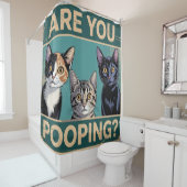 Witzig: "Kacke du?" Calico, Tabby & Black Cat Duschvorhang (Beispiel)
