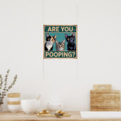 Witzig: "Kacke du?" Calico, Tabby & Black Cat Poster (Küche)