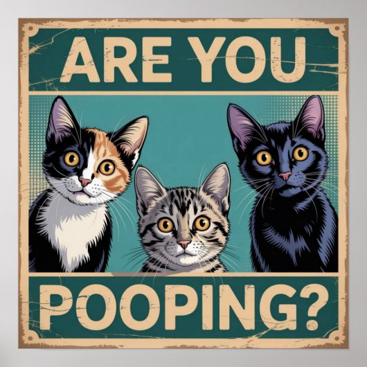 Witzig: "Kacke du?" Calico, Tabby & Black Cat Poster (Vorne)