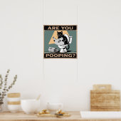 Witzig: "Kacke du?" Schwarze Katze auf der Toilett Poster (Küche)